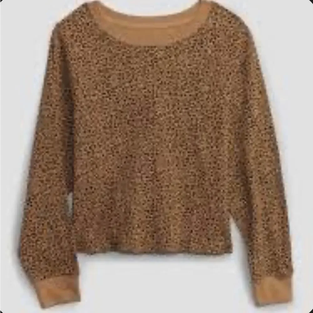Gap Kids Waffle Knit Cheetah Print Casual Brown Top Girl’s Size XXL 14/16